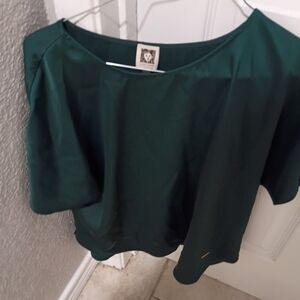 Anne Klein Dark Silk Green Blouse